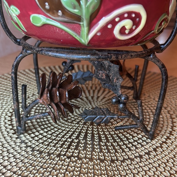 Season of Peace Ceramic Bowl on Metal Reindeer Stand - Picture 3 of 10